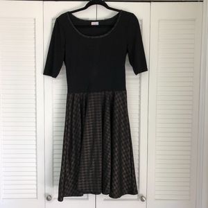 LuLaRoe Nicole black & gold dress - Size M